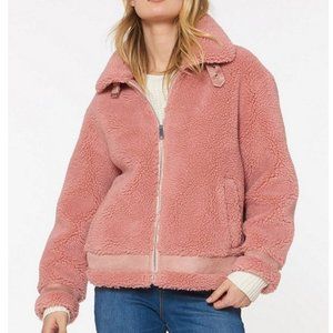 Sanctuary Soft Shearling Crop Jacket Pink S NWT